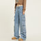 Overol Jeans Retro Lavado Multibolsillos Mujer Pantalón Recto Casual