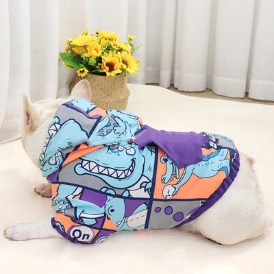 Suéter Abrigo Invierno para Perros Bulldog - Forro Polar Grueso con Capucha Dinosaurio - Image 10