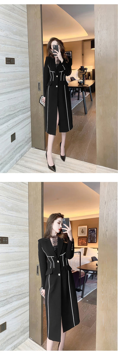 Abrigo Trinchera Negro Midi Elegante para Mujer - Image 13