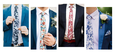 Corbata de Algodón con Estampado Floral y Pañuelo de Bolsillo - Image 39