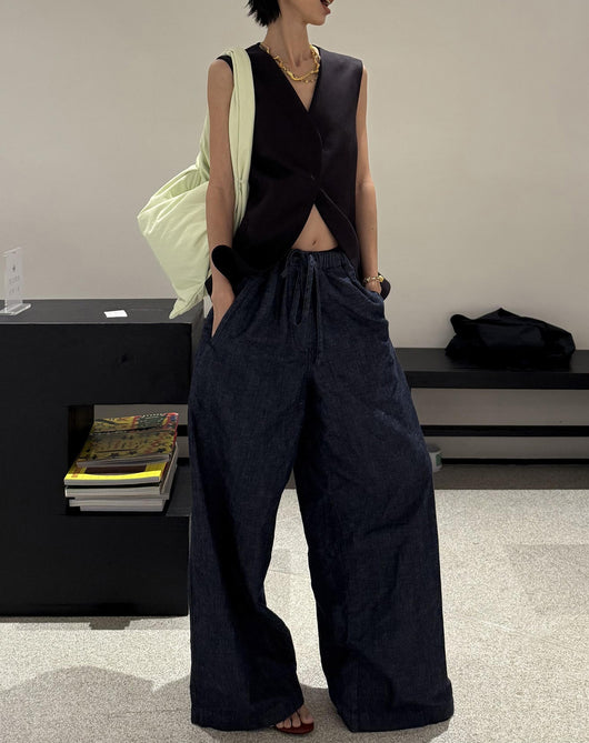 Pantalones Vaqueros Anchos con Cintura Elástica y Cordón Ajustable - Image 26