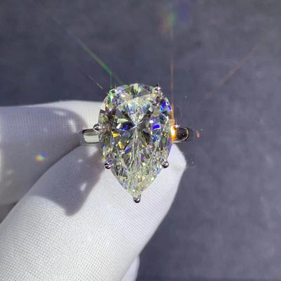 Anillo de Diamante Talla Gota en Circón Amarillo de Alto Carbono - Image 16