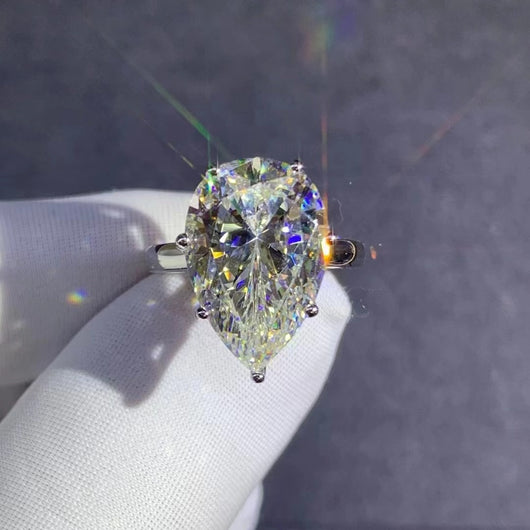 Anillo de Diamante Talla Gota en Circón Amarillo de Alto Carbono - Image 16
