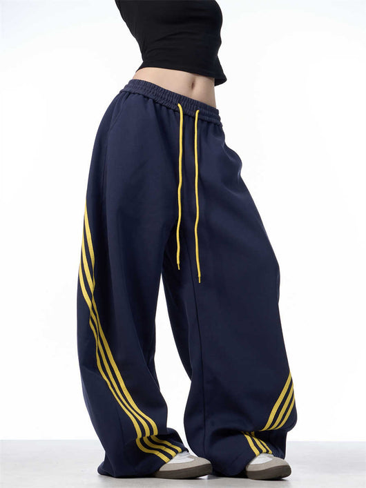 Pantalones Casuales Anchos a Rayas con Cordones - Image 8