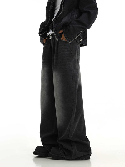 Pantalones Vaqueros Retro Lavados Hombre Rectos Casual Pierna Ancha - Image 2