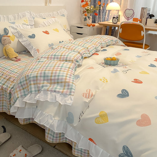 Juego de Cama Princesa 4 Piezas Estilo Coreano con Encaje - Image 6