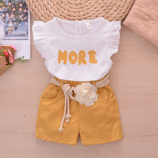 Conjunto de Dos Piezas Infantil con Blusa de Vuelos y Shorts Jacquard Floral - Image 13