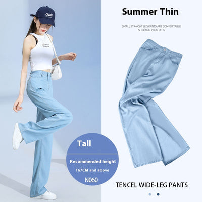 Pantalones Lyocell Rectos Cintura Alta Efecto Seda Pierna Ancha - Image 4