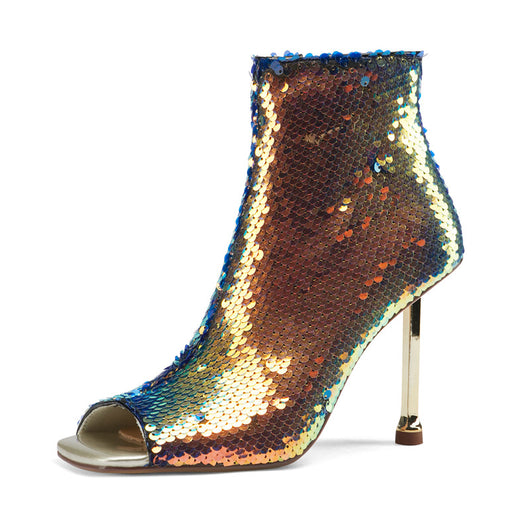 Botas Stiletto con Boca de Pez y Cierre - Tacones Altos Brillantes para Mujer - Image 4