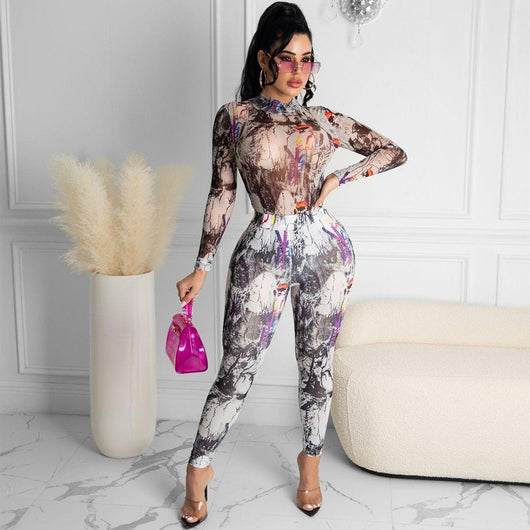 Traje Casual Sensual con Malla - Conjunto de Dos Piezas - Image 11