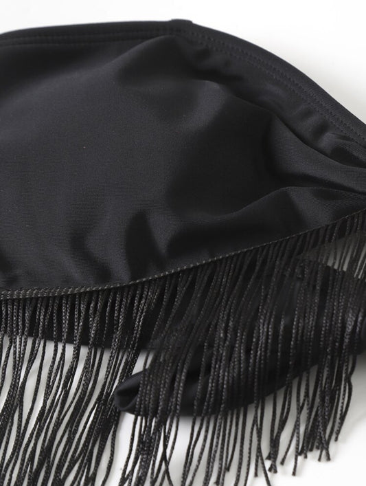 Conjunto de Tres Piezas: Top Tubo con Borlas, Tirantes y Malla - Image 2