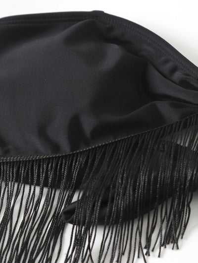 Conjunto de Tres Piezas: Top Tubo con Borlas, Tirantes y Malla - Image 2