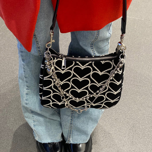Bolso de Cadena Y2K con Corazón Bordado - Estilo Hot Girl Sweet Cool - Image 4