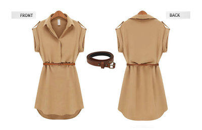 Vestido Casual de Verano Mujer Chifón Suelto con Cinturón - Image 11