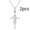 Alloy Pendant With Diamond And Eight-character Cross Necklace Plateado 2PC