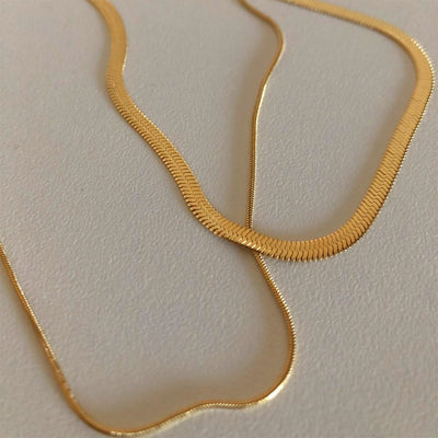 Collar Cadena Serpiente Doble y Triple Capa, Plano y Delgado - Resistente al Desvanecimiento - Image 3