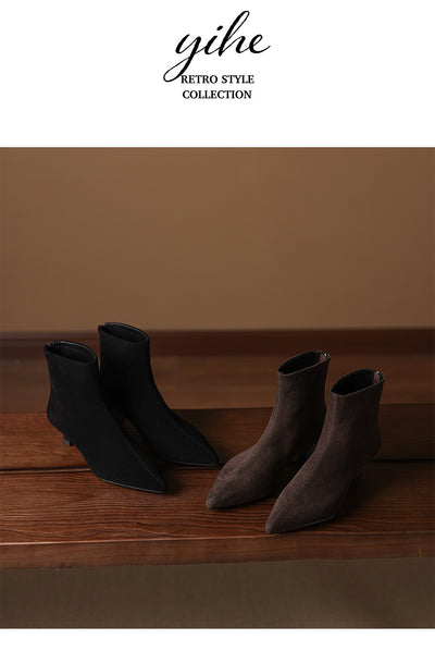 Botas Tobilleras de Gamuza Ante con Punta Fina para Mujer - Image 19