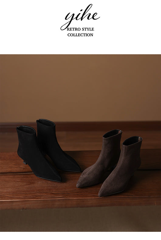 Botas Tobilleras de Gamuza Ante con Punta Fina para Mujer - Image 19