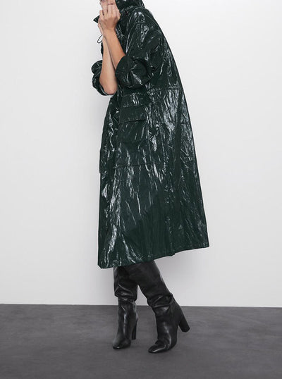 Abrigo Trench Plisado Brillante para Mujer - Elegancia Casual - Image 12