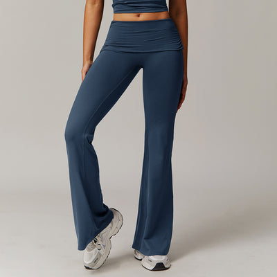 Pantalones Yoga Plisados Cintura Alta para Mujer - Diseño Acampanado Versátil - Image 7