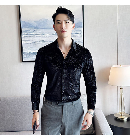Ropa Elegante en Terciopelo Dorado para Hombre Talla Grande - Image 24