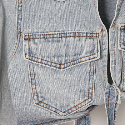 Chaqueta Denim Cropped con Cordones Laterales - Image 15