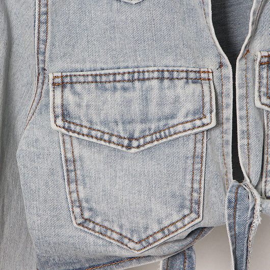 Chaqueta Denim Cropped con Cordones Laterales - Image 15