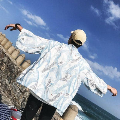Cardigan Suelto de Protección Solar con Mangas 3/4 para Hombre - Image 9