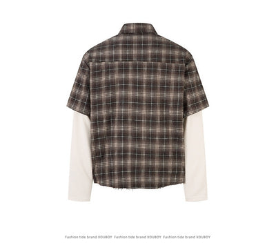 Camisa Hombre Otoño Manga Larga Tie-Dye Cuadros Estilo Retro Americano - Image 13