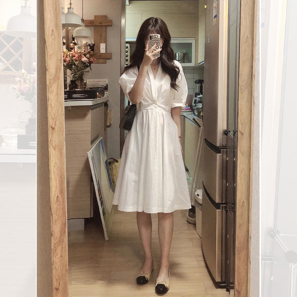 Vestido Camisero Vintage Francés con Temperamento Sofisticado