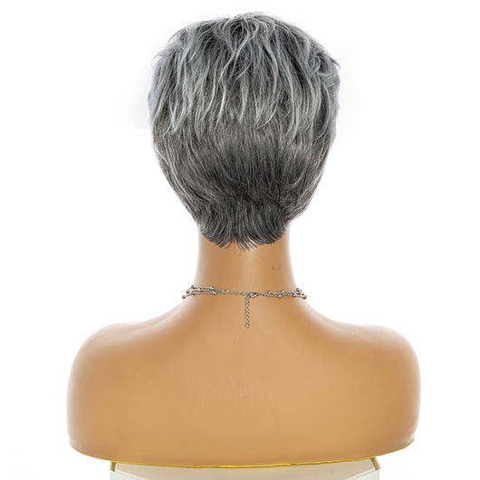 Peluca Corta Rizada Gris para Mujeres Maduras - Image 4