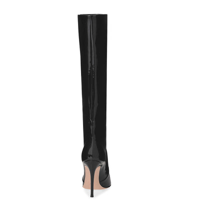 Botas Negras Stiletto Punta Fina Hasta la Rodilla - Image 3