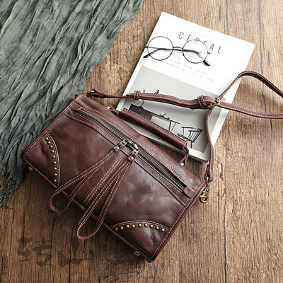 Bolsa Satchel de Cuero Curtido al Vegetal con Acabado Vintage - Image 4