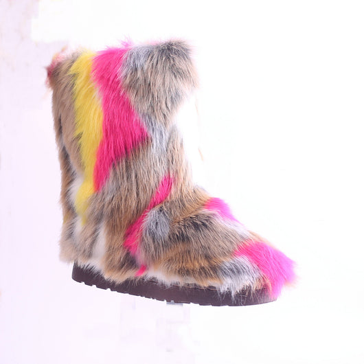 Botas de Nieve para Mujer con Pelaje de Zorro Imitado y Forro de Lana - Image 33