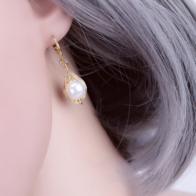 Aretes de Perla Artesanales Lujo Ligero Serie Océano - Clip Europeo Americano - Image 38