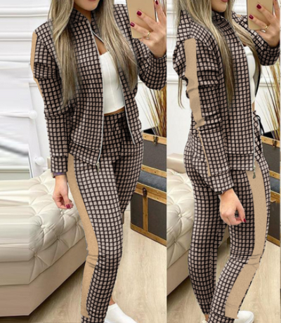Traje Casual Cuadros Gris con Costuras Europeas y Americanas - Image 8