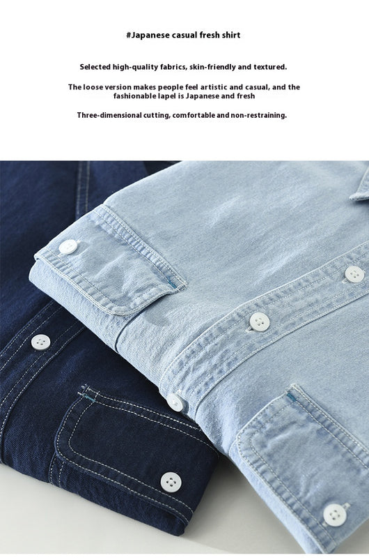 Blusa Denim Artística de Manga Larga Suelta y Casual - Image 17