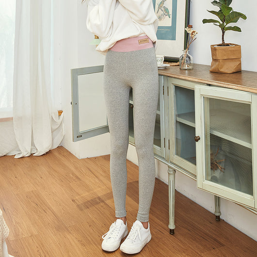 Leggings Cintura Alta Gris de Piel de Cordero Extra Gruesa