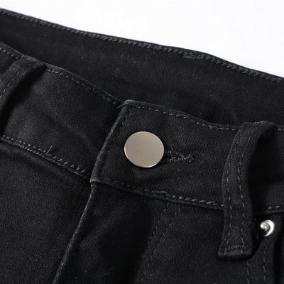 Jeans Slim Fit Rotos con Parches Plateados para Hombre - Image 11