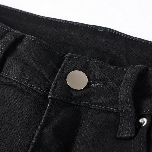 Jeans Slim Fit Rotos con Parches Plateados para Hombre - Image 11
