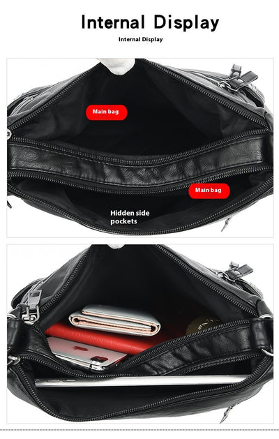 Bolso Bandolera de Cuero Genuino Lavado - Diseño Minimalista Versátil - Image 27