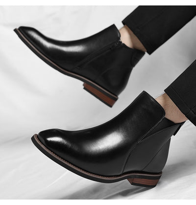 Botas Altas Retro de Cuero para Hombre - Estilo Formal Clásico - Image 16