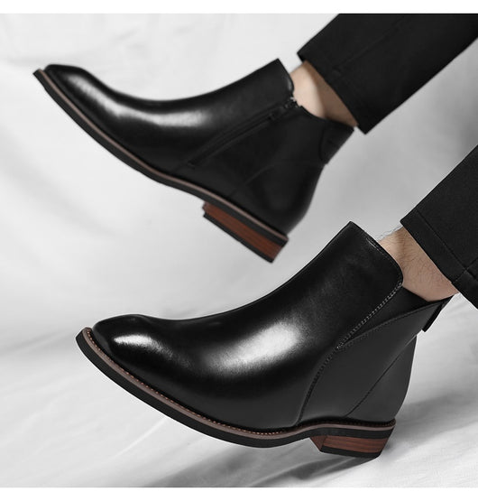 Botas Altas Retro de Cuero para Hombre - Estilo Formal Clásico - Image 16