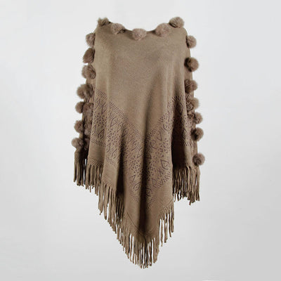 Suéter Tipo Poncho con Borlas y Cuello Redondo para Mujer - Image 14
