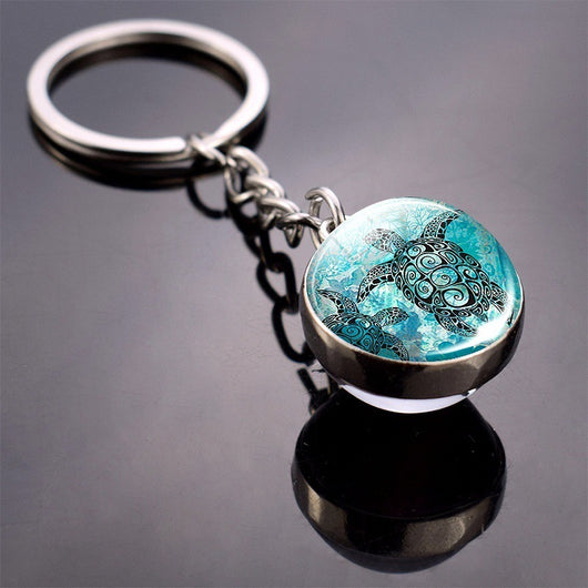 Llavero Esfera de Vidrio con Tortuga y Estrella de Mar - Diseño Divertido - Image 23