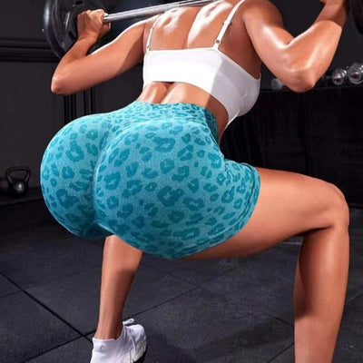 Shorts Yoga Cintura Alta Estampado Leopardo para Fitness - Image 2