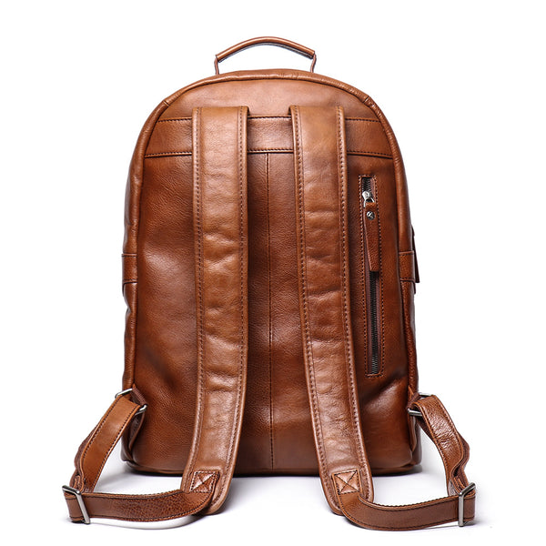 Mochila de Cuero Curtido al Vegetal - Estilo Retro Europeo de Gran Capacidad