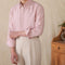 Camisa de Lino Lyocell Drapeado con Mangas Largas Suave al Tacto