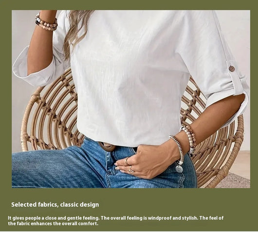 Blusa Casual de Cuello Redondo Diseño Elegante y Minimalista para Mujer - Image 19
