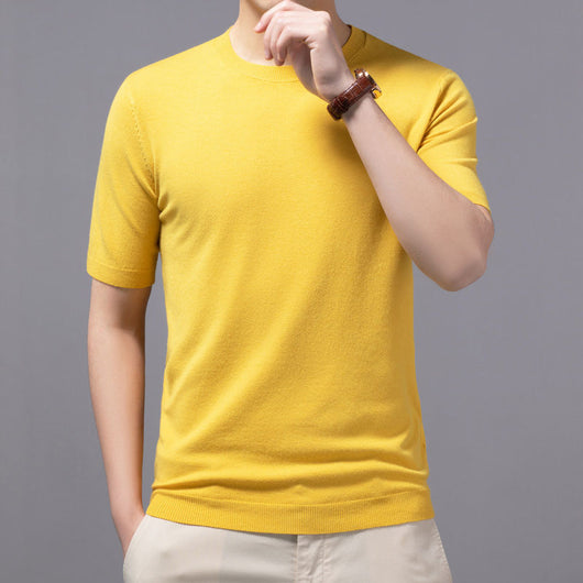 Camiseta Básica de Punto Cuello Redondo Manga Corta para Hombre - Image 10